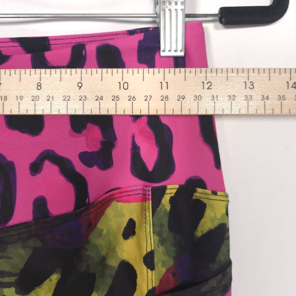 LOONY LEGS Women's Leggings MEDIUM Colorful Abstract Leopard Print Pocket Gym - Picture 6 of 11